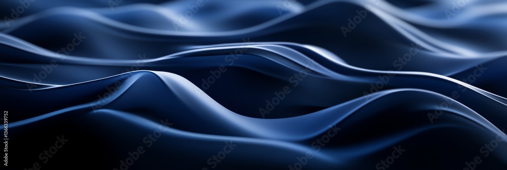 Fototapeta premium Elegant Smooth Wave Pattern in Deep Blue Tones for Background Use