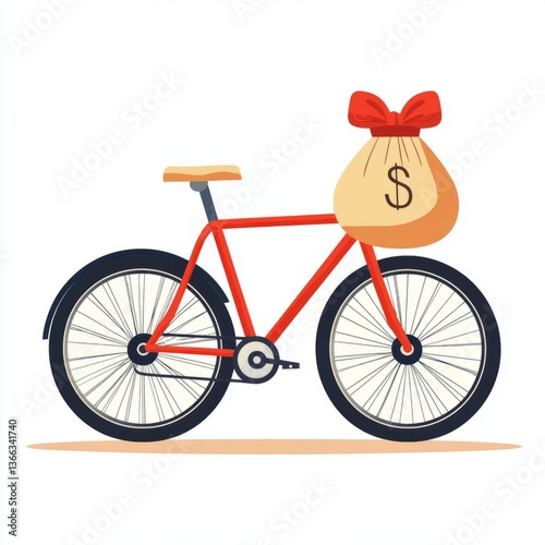 bike and money bag icon design

