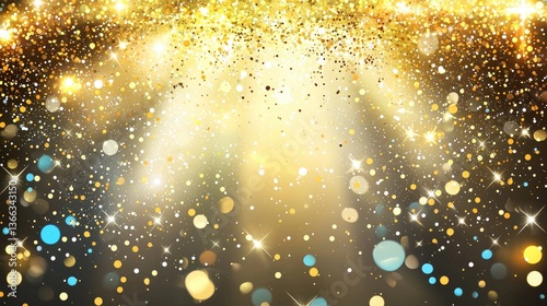 Golden glitter spotlight, celebration background