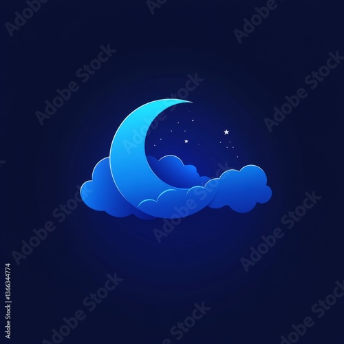 flat vector moon and stars

