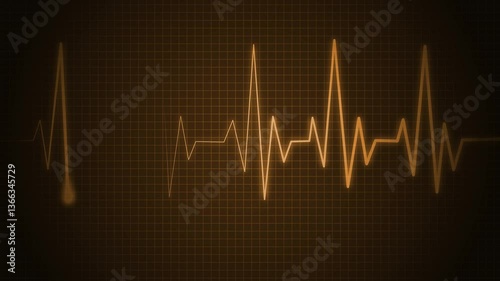 Digital Heartbeat Monitor Display Animation, A digital representation of a heartbeat monitor displaying waveforms on a dark background