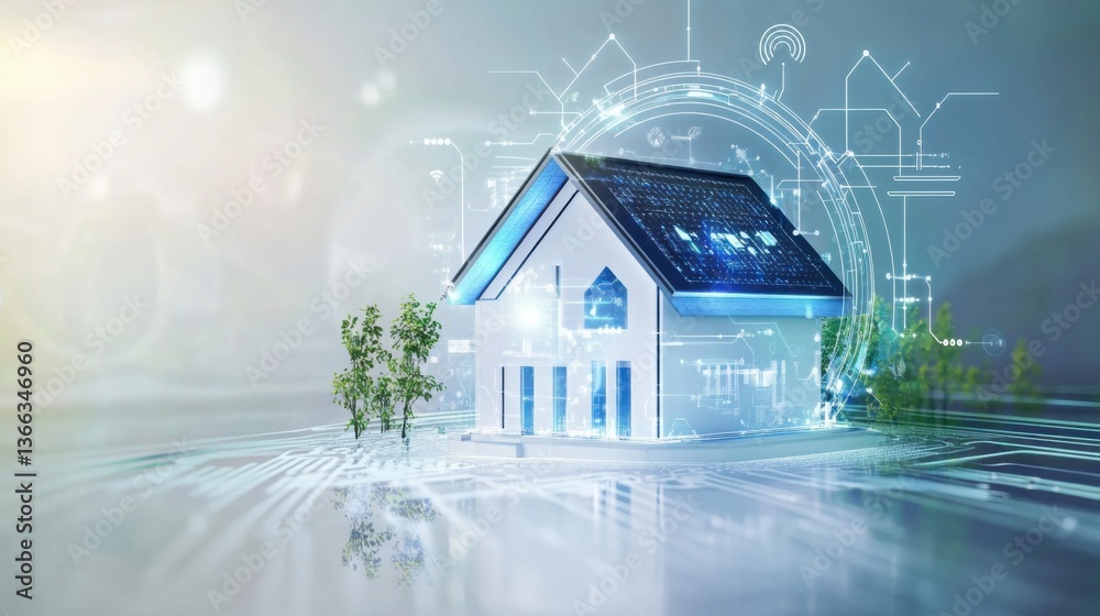 An AI powered system optimizing smart home energy management by analyzing real time power usage and environmental factors, futuristic AI-driven smart home platform, Home technology style An AI powered system optimizing smart home energy management by analyzing real time power usage and environmental factors, futuristic AI-driven smart home platform, Home technology style