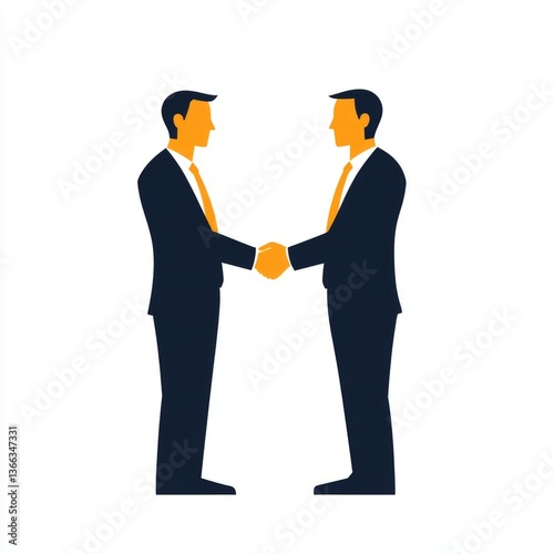 flat vector design of handshake between businessmen

