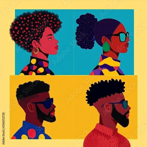 diverse generations in minimalist style

