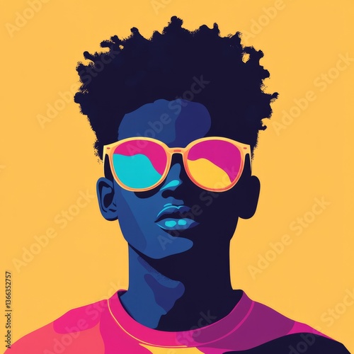modern flat profile of a young man

