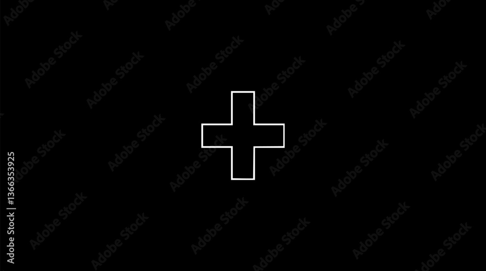 Outline of a medical cross minimal first aid healthcare vector icon Outline of a medical cross minimal first aid healthcare vector icon