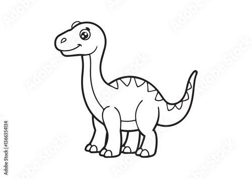 Cute dinosaur outline silhouette vector