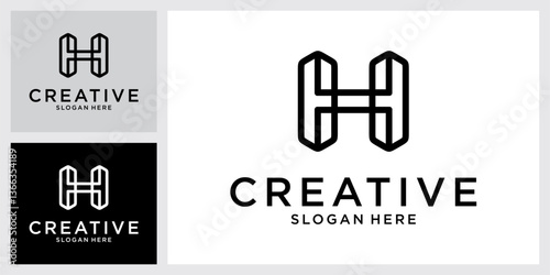 H or HH initial letter logo design vector concept