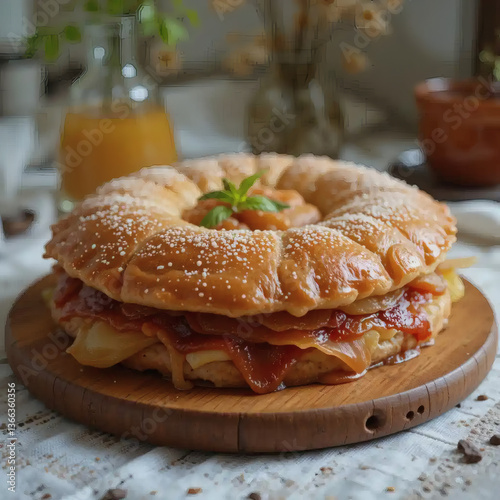 Stuffed bread looking like a sandwich photo
