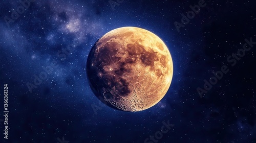 Wallpaper Mural Vivid Full Moon Illuminating A Night Sky Filled With Stars And Celestial Wonders Torontodigital.ca