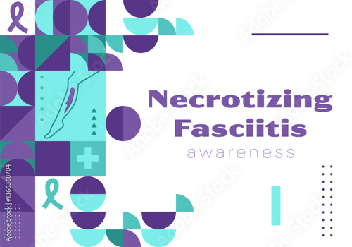 Necrotizing Fasciitis Awareness Day. Ribbon and leg vector illustration. Treatment and prevention. Medicine and health concept