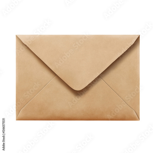 Classic brown kraft paper envelope isolated on transparent background
