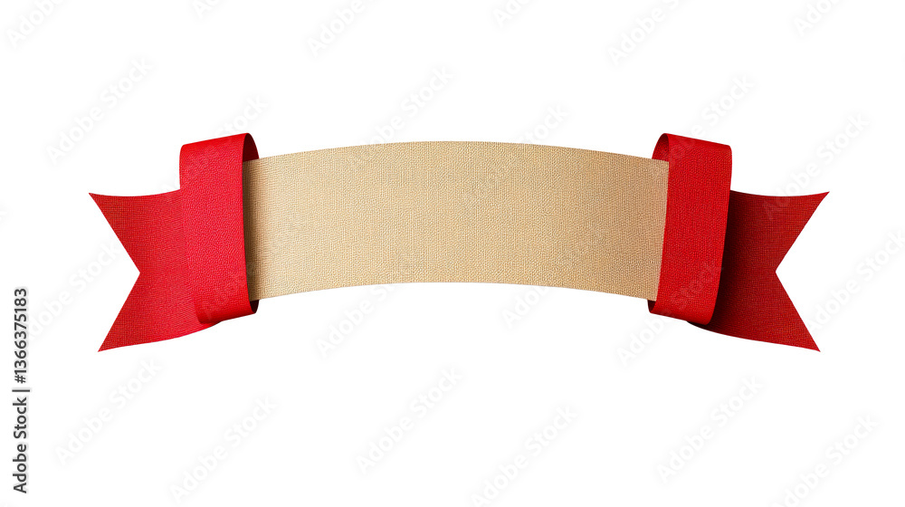Decorative banner with red ribbons and neutral fabric center Decorative banner with red ribbons and neutral fabric center