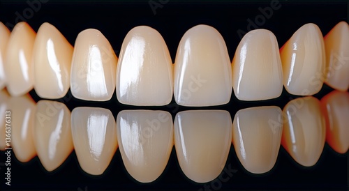 Detailed View of Dental Prosthetics Aligned for a Perfect Smile