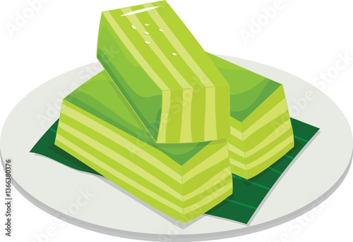 Kuih lapis or steamed layer cake vector illustration