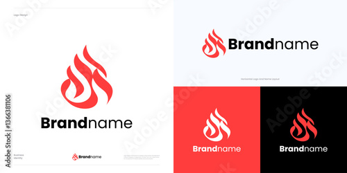 Creative fire flame logo icon design vector, symbol hot red blaze with spark fire concept sign, illustration template element for brand identity and business.