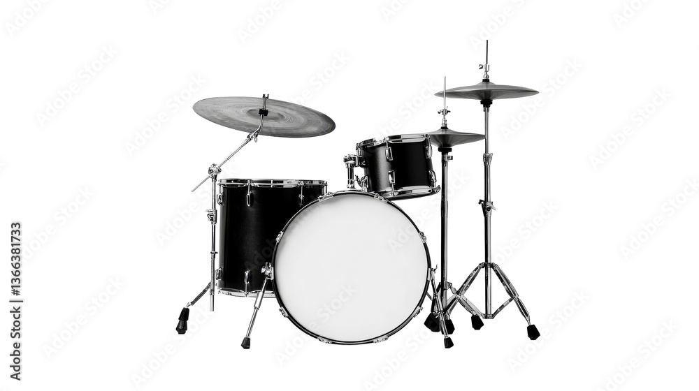 Drum kit with cymbals, modern musical instrument, cut out transparent Drum kit with cymbals, modern musical instrument, cut out transparent
