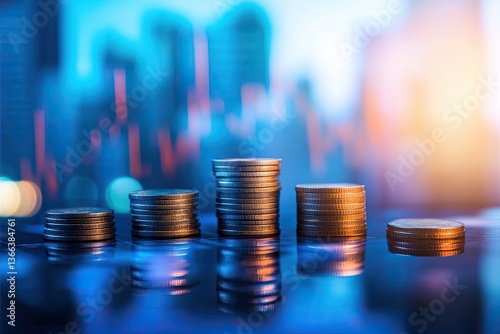 A creative visual merging a financial graph and stacked coins, representing banking and investment themes photo