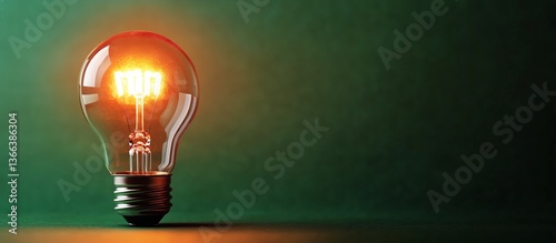 Bright Glowing Light Bulb Surrounded by Green Foliage at Twilight