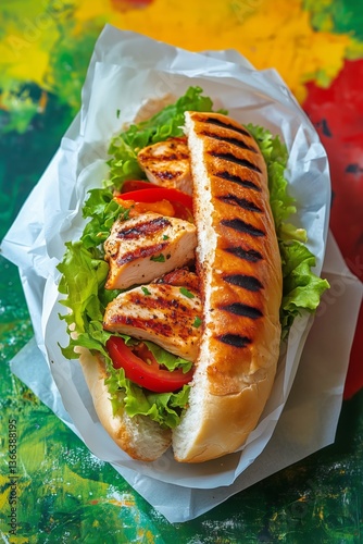 Delicious Grilled Chicken Sandwich With Fresh Lettuce and Tomato on a Soft Bun