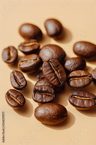 Freshly Roasted Coffee Beans on a Warm Surface Highlighting Their Rich Color ...