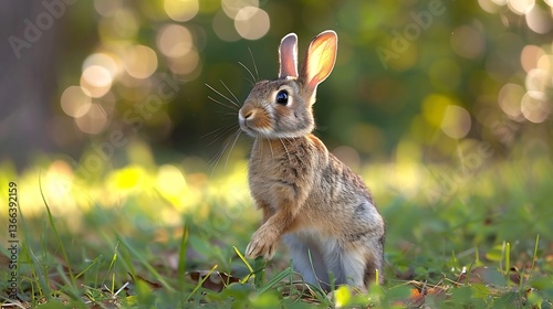 Apprehensive rabbit thumping its hind leg repeatedly after detecting the scent of a predator nearby showcasing lagomorph alertness