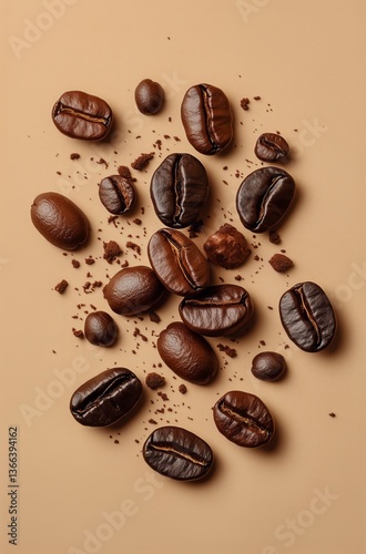 Freshly Roasted Coffee Beans on a Warm Surface Highlighting Their Rich Color ...