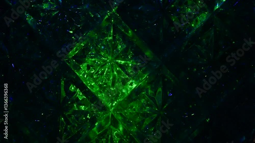 Intro for a rhythmic music video. Green and red lights through a crystal pattern.