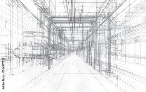 Detailed industrial architectural blueprint