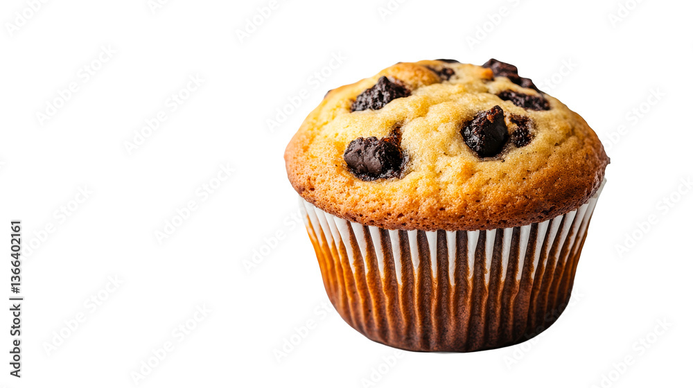 Muffin with chocolate, close-up baked pastry, cut out transparent Muffin with chocolate, close-up baked pastry, cut out transparent