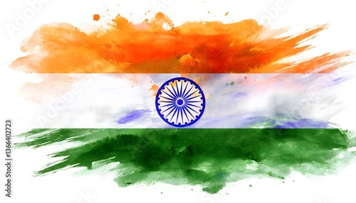 India flag, isolated on a white background with copy space for text