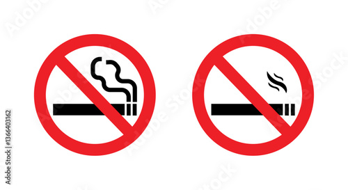 Free Download No Smoking and Smoking Attention Signs. Isolated Symbols of Cigarette Restriction Symbols - GFXLoad