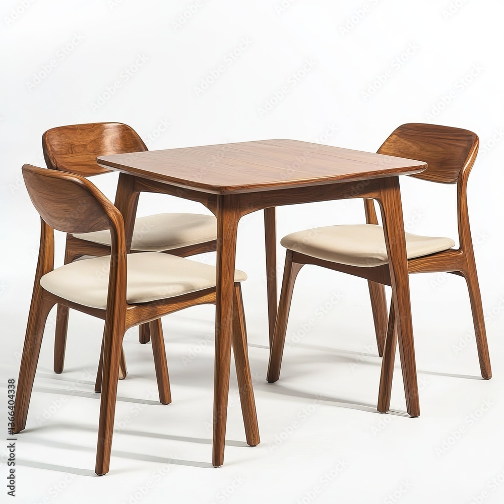 Midcentury Modern Wooden Dining Tables on Clear White Background Midcentury Modern Wooden Dining Tables on Clear White Background