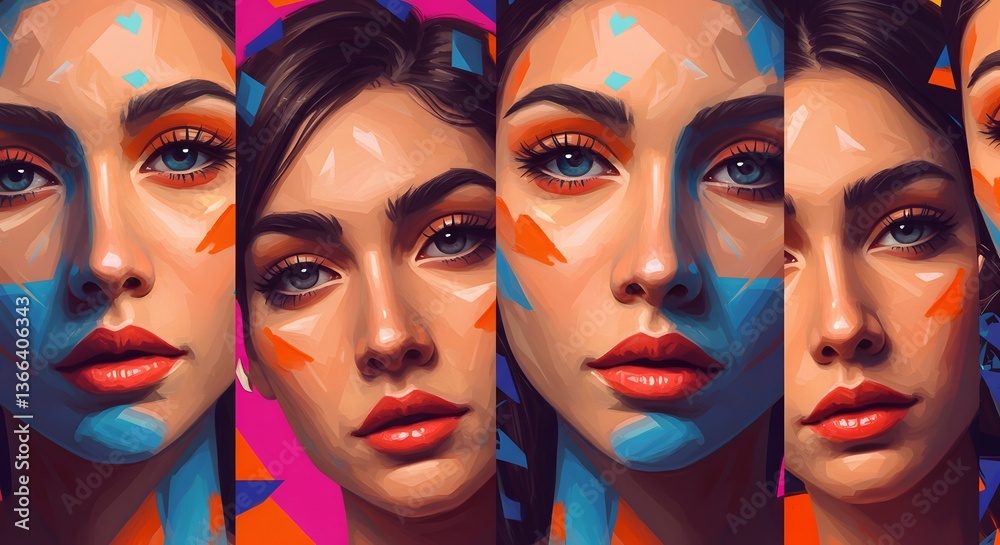 Obraz premium Woman Portrait with Abstract Makeup, and Colorful.