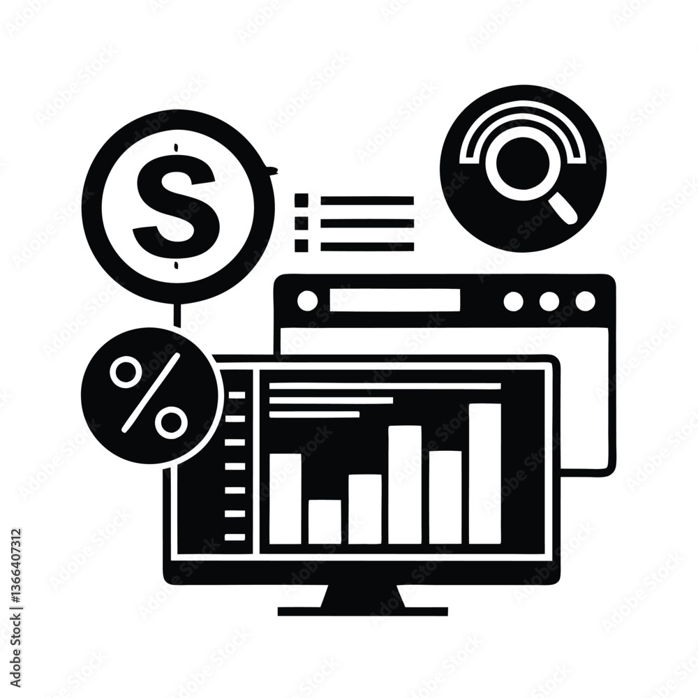 Business Graph Icon Illustration for Web Design Business Graph Icon Illustration for Web Design