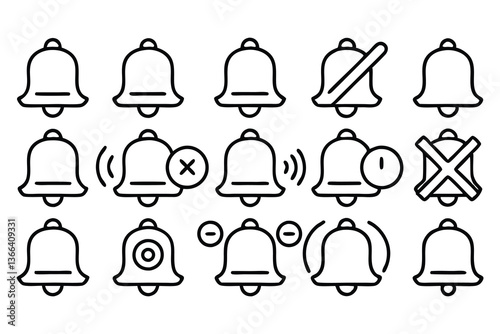 bell notification line icon set 