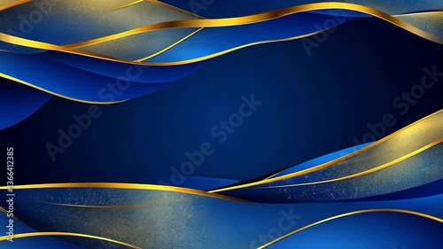 Wallpaper Mural Elegant blue and gold abstract waves create a sophisticated backdrop for design projects Torontodigital.ca