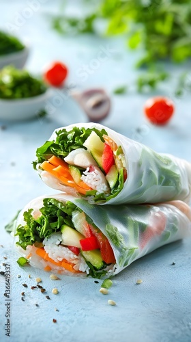Delicious Fresh Vegetable Rice Paper Rolls Summer Rolls