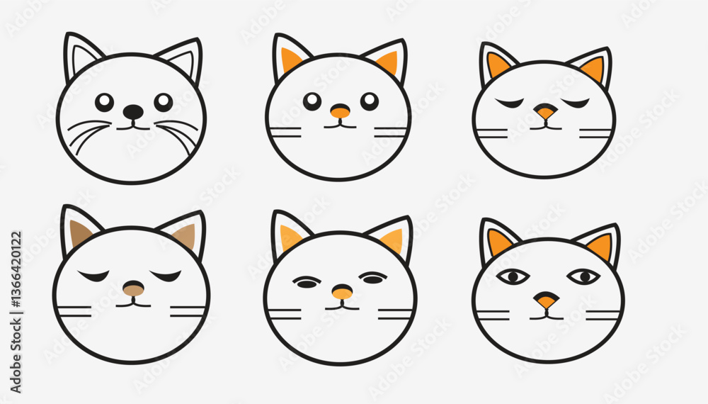Fototapeta premium Cat emoji icon vector image.