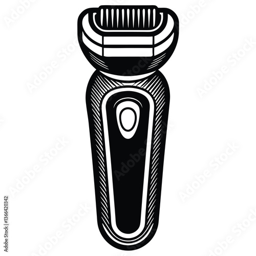 Electric shaver isolated on white background with digital technology and USB plug