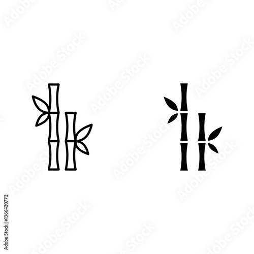 Wallpaper Mural bamboo icon set. Line Art Style Design color editable Torontodigital.ca