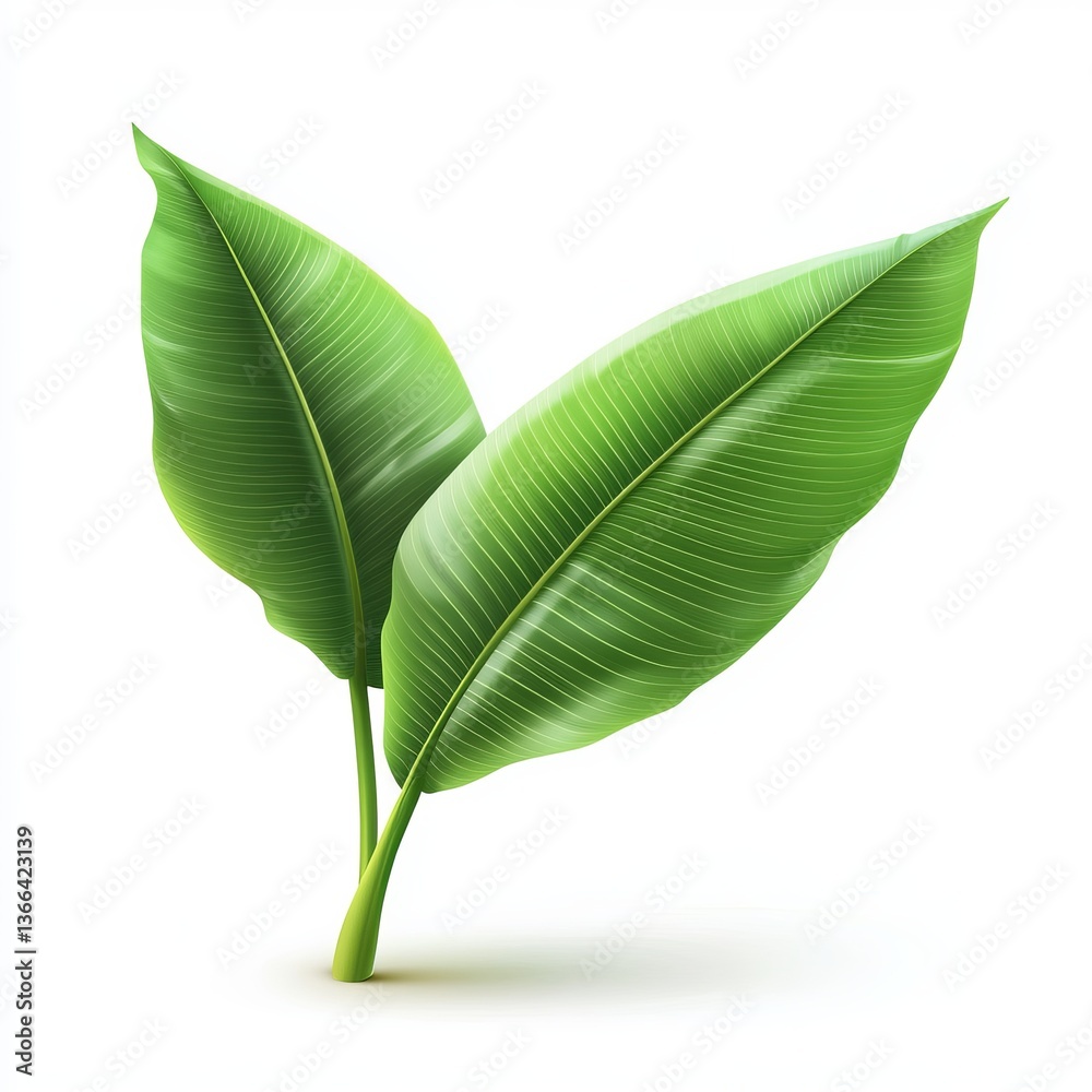 Fototapeta premium Palm Leaf Illustration with Green Foliage on White Background