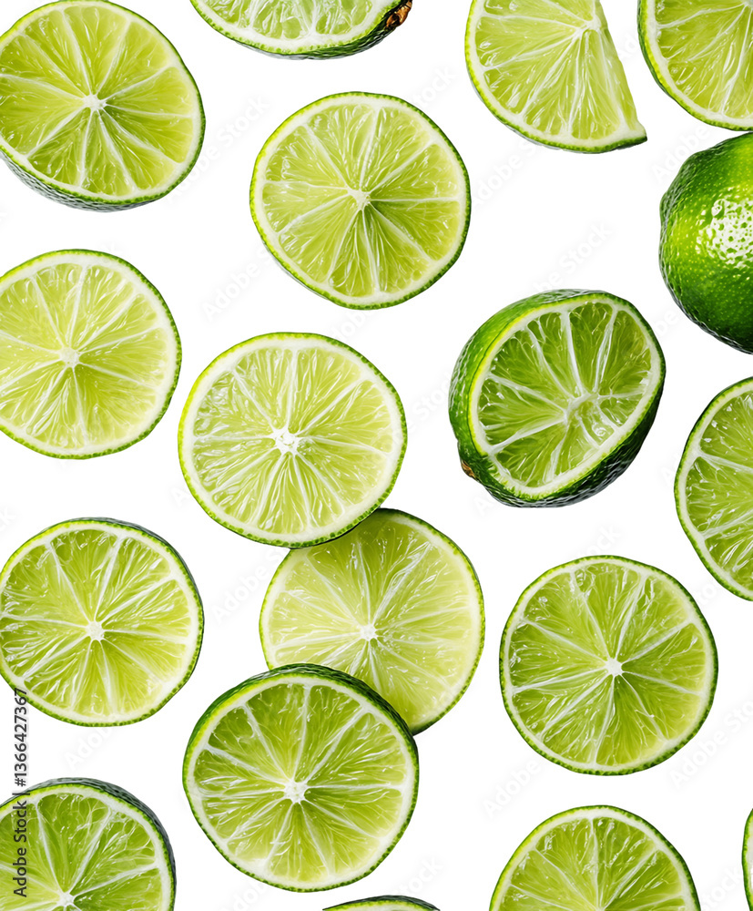Bright Green Lime Slices on Transparent Background, PNG Bright Green Lime Slices on Transparent Background, PNG