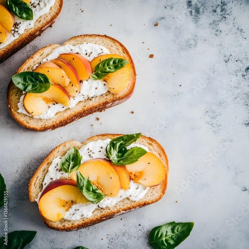 Delicious Peach & Ricotta Bruschetta Toasts, Summer Food Recipe