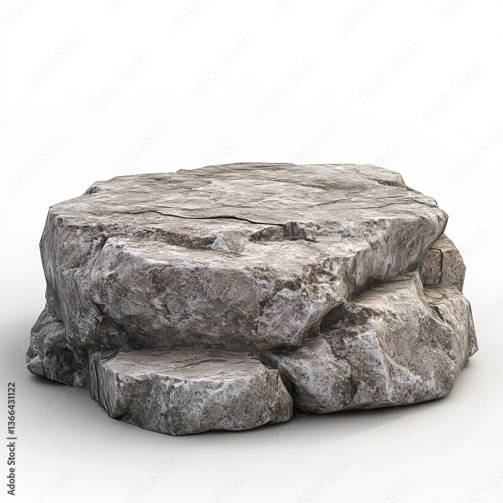 Round stone podium rocks arranged in the shape of an on a white background Round stone podium rocks arranged in the shape of an on a white background
