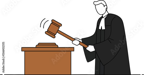 judge with brown gavel striking courtroom table clip art preview