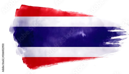 Thailand flag, isolated on a white background with copy space for text