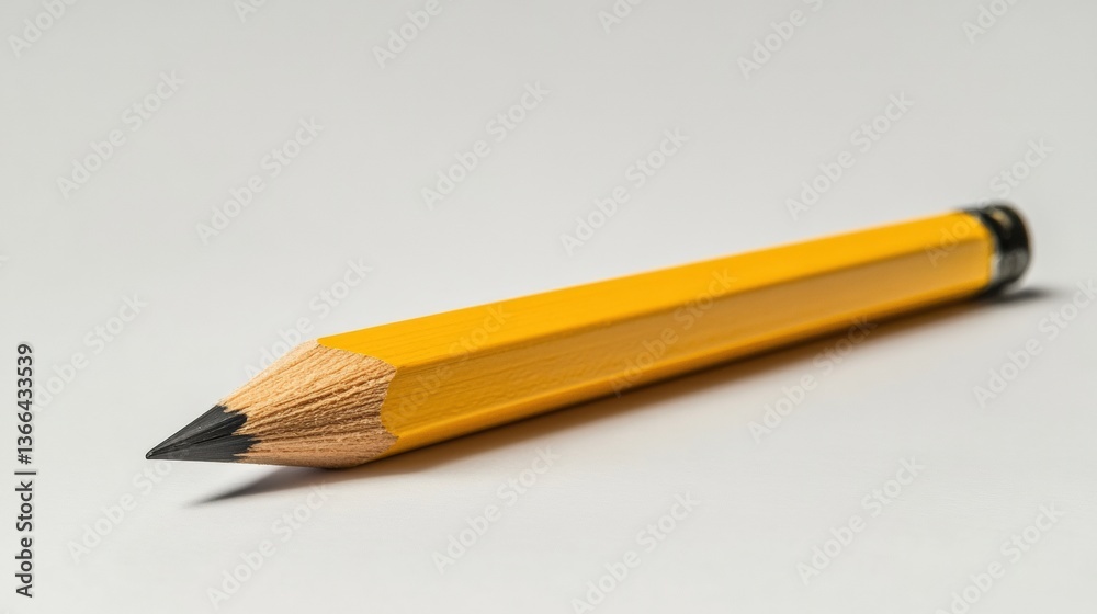 Yellow wooden pencil with sharpened tip studio setting product photography minimalist design close-up view creativity concept Yellow wooden pencil with sharpened tip studio setting product photography minimalist design close-up view creativity concept