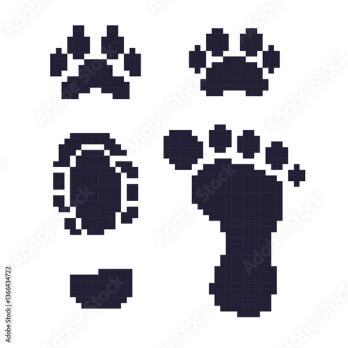 footprint animal human pixel art