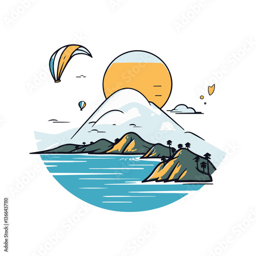 Hang Glider Soaring Above the Coastline